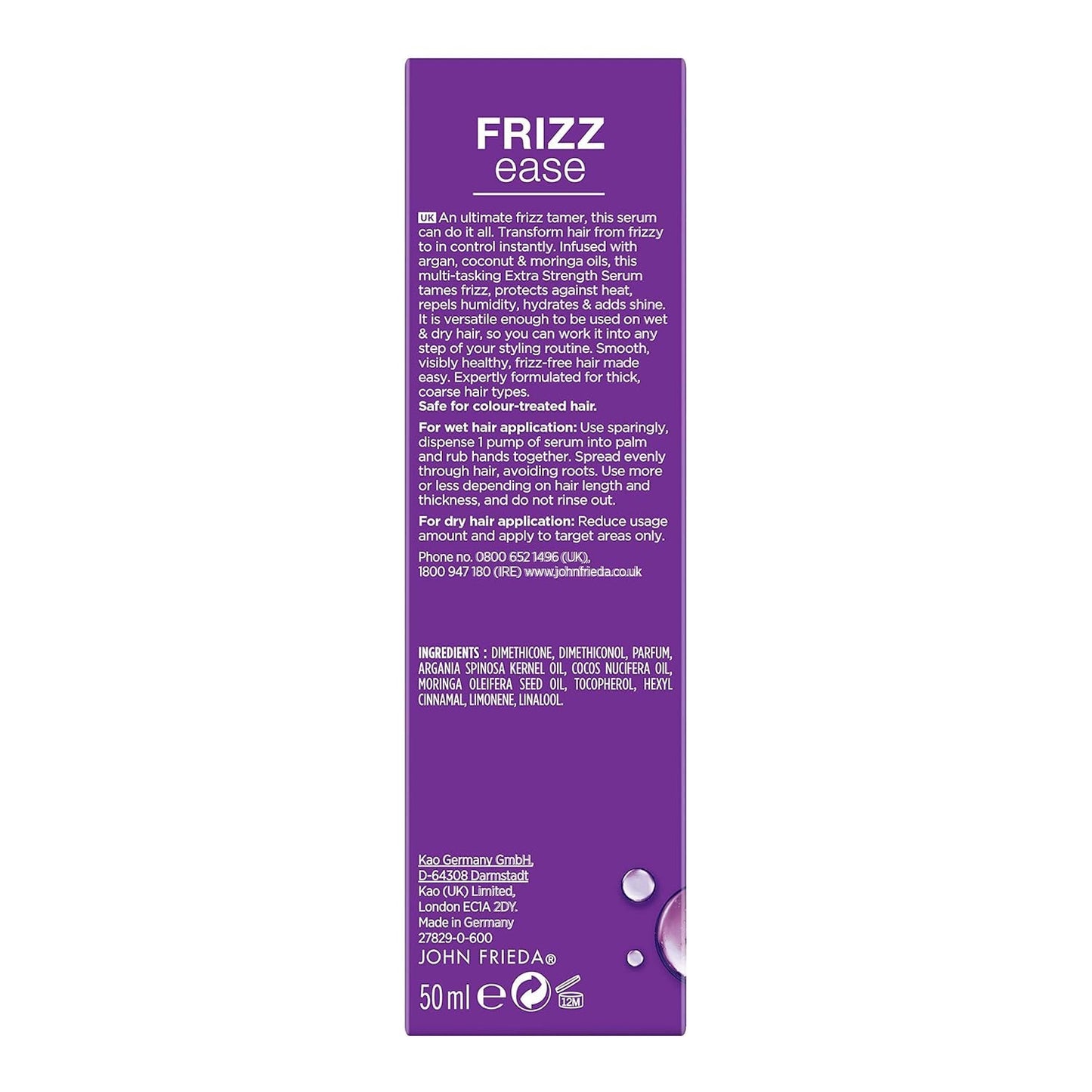 John Frieda Frizz-Ease Extra Strength 6 Effect Serum, 1.69 Ounce (3 Pack)