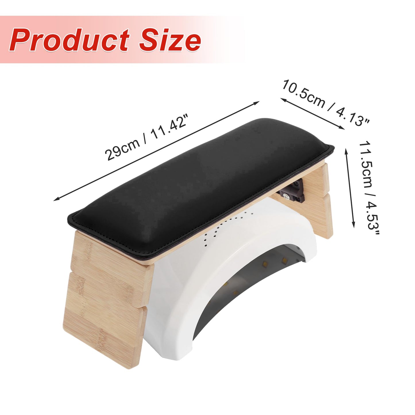 GLIDESMOOTH Arm Rest for Nails Tech, Comfortable Supportive Design Nail Arm Rest Cushion, Nail Arm Rest, Non-Slip Manicure Hand Rest Stand, Black, 1 Set