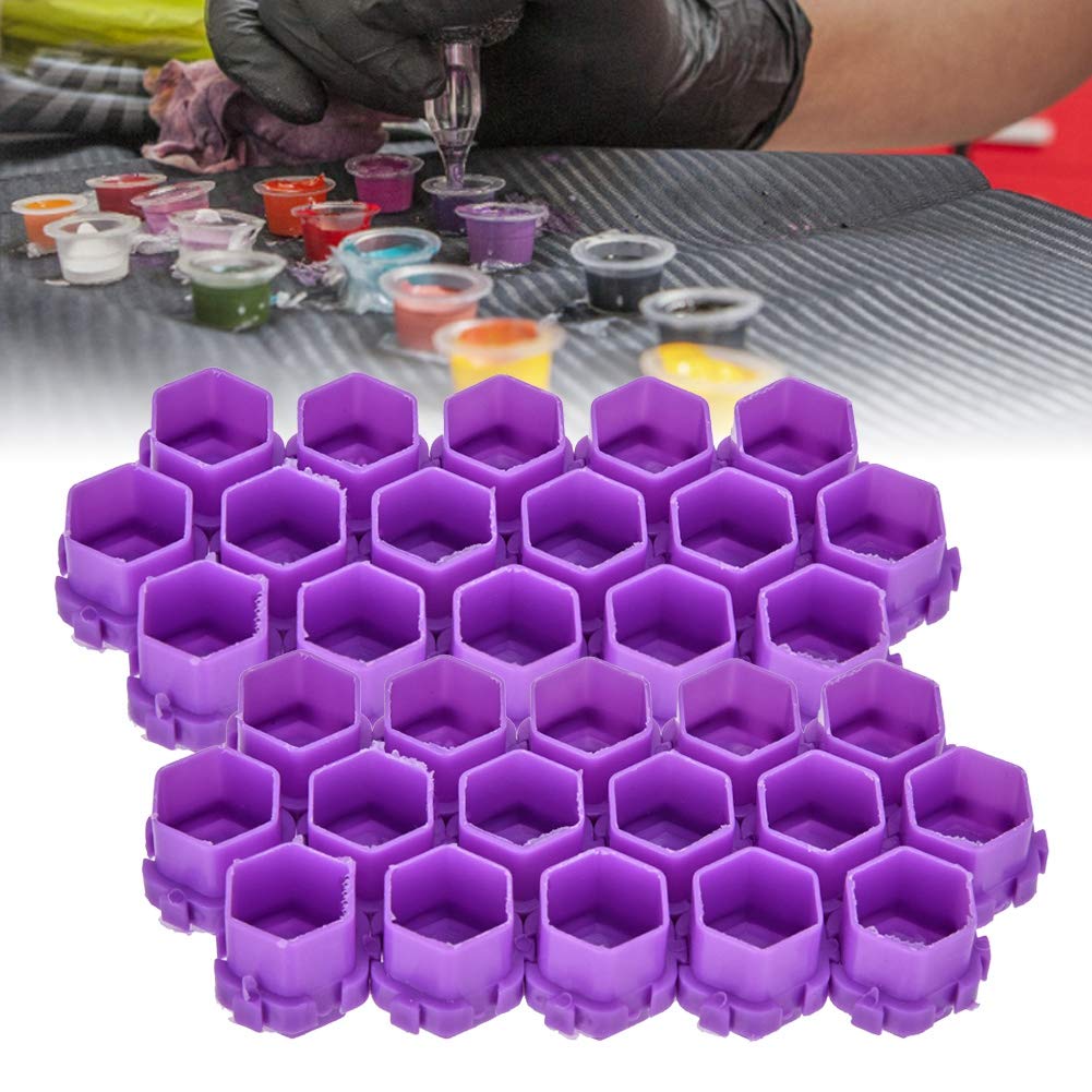 200Pcs Tattoo Ink Cups, Tattoo Ink Cups Honeycomb Shape for Tattooing, Multiple Color Pigment Holder Cups Caps for Tattoo Artists(Purple)