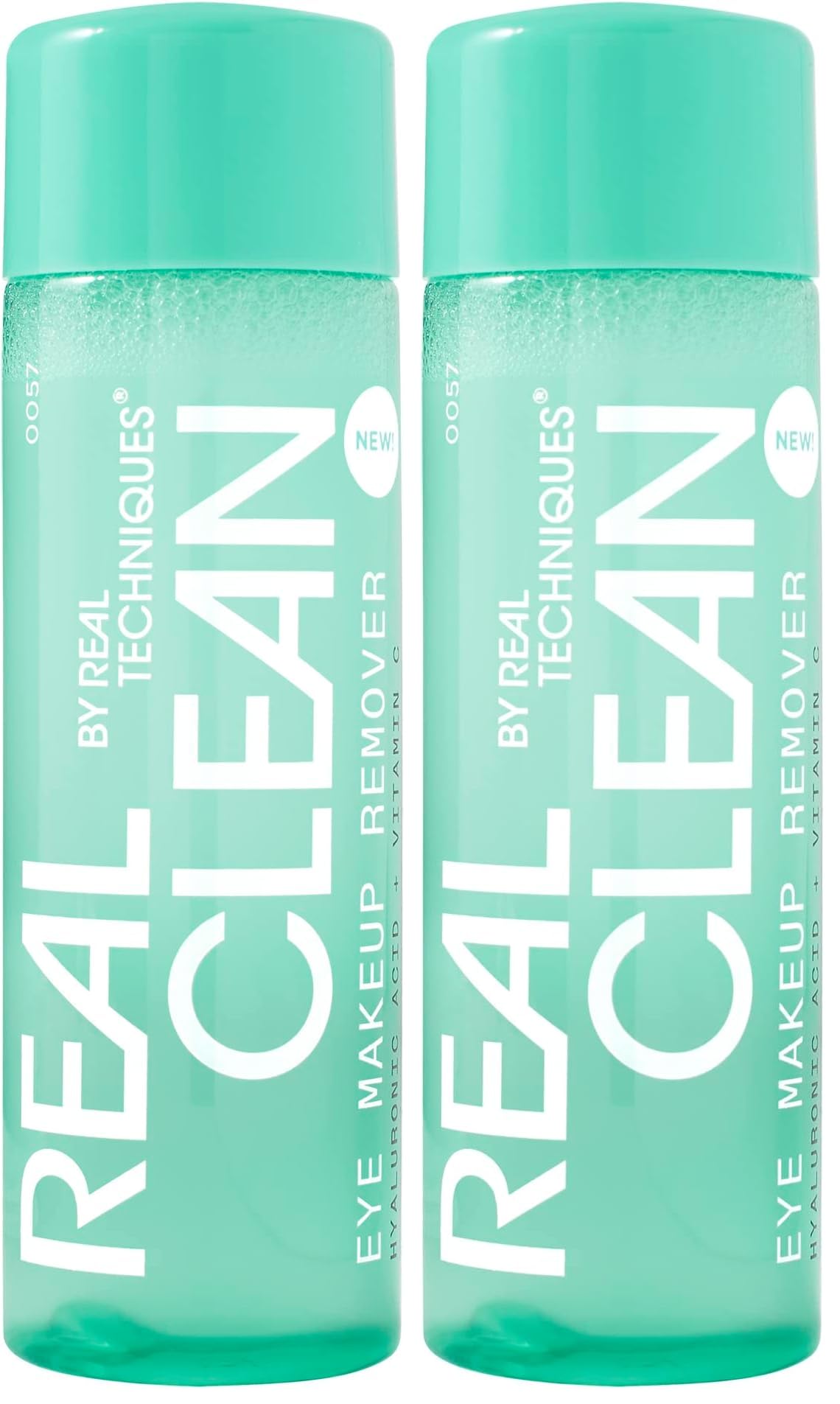Real Techniques Real Clean In-The-Clear Eye Makeup Remover, Gentle Liquid Makeup Remover, Skin Repair Ingredients, Hyaluronic Acid & Vitamin C, Vegan & Cruelty-Free, 4 fl.oz./110 mL Bottle (Pack of 2)