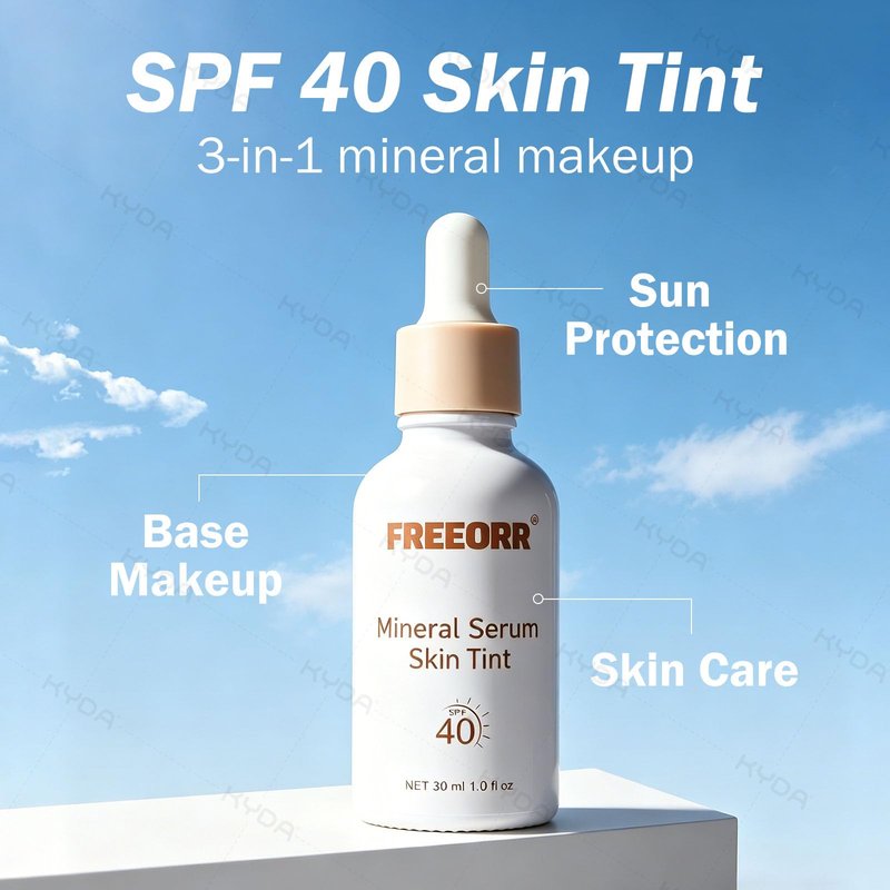 KYDA Skin Tint with SPF 40, Tinted Mineral Sunscreen Serum with Zinc Oxide,Tinted SPF Serum Foundation,Long Lasting Buildable Coverage like Foundation-1 Fl Oz, Natural Beige