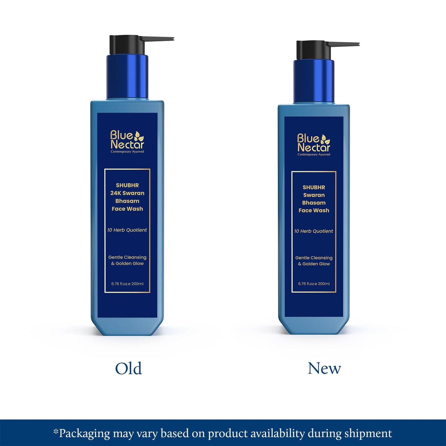 Blue Nectar Gold Swaran Bhasam Face Wash for Glowing Skin | Ayurvedic Gentle Cleanser for Oily & Dry Skin | Gold face wash for woman & Men (10 Herbs, 6.76 fl oz)