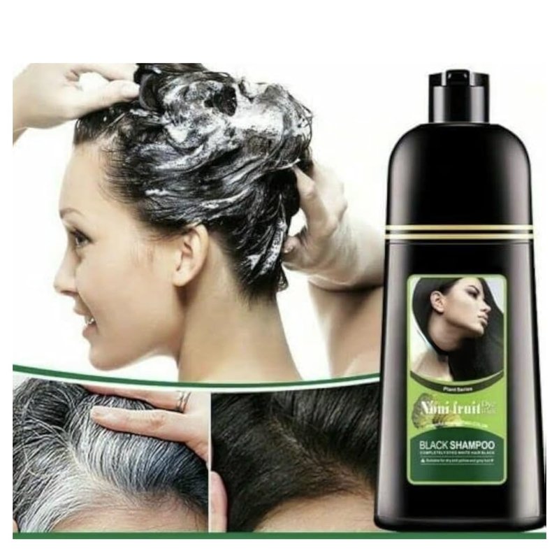 ABBASI & CO NONI Black Hair Dye Shampoo – Instant Color with 100% Gray Coverage for Men & Women – Natural Herbal Formula – Easy To Use – Champú para Cana (500ml)