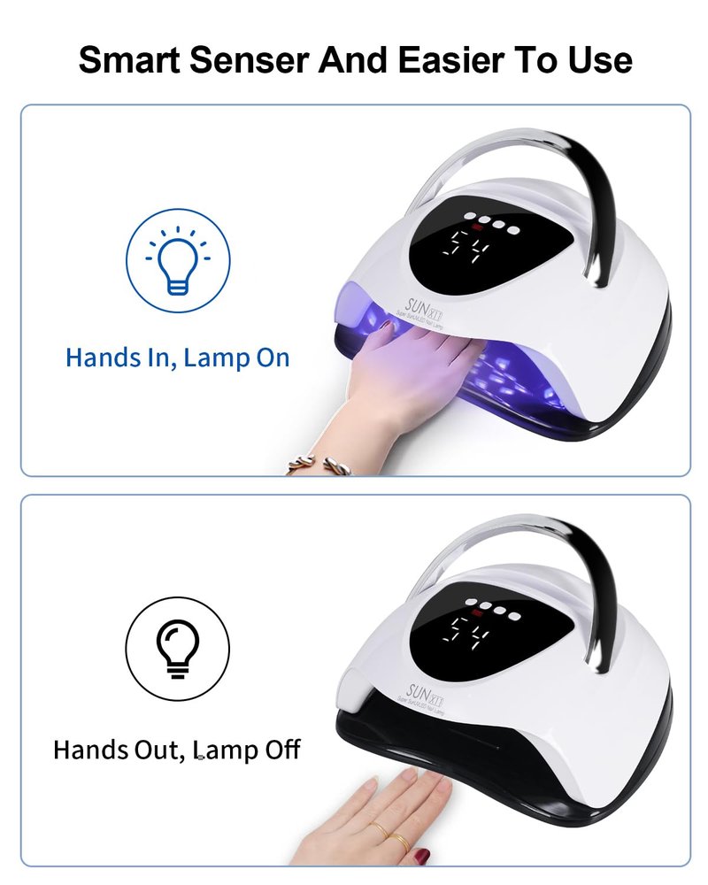 WEVILI Professional 288W UV/LED Nail Lamp with Smart Sensor, 63 LED Beads UV Light for Gel Nails, 4 Timer Settings, Portable Handle Fast Curing Gel Nail Dryer for Gel Polish, Salon & Home Use