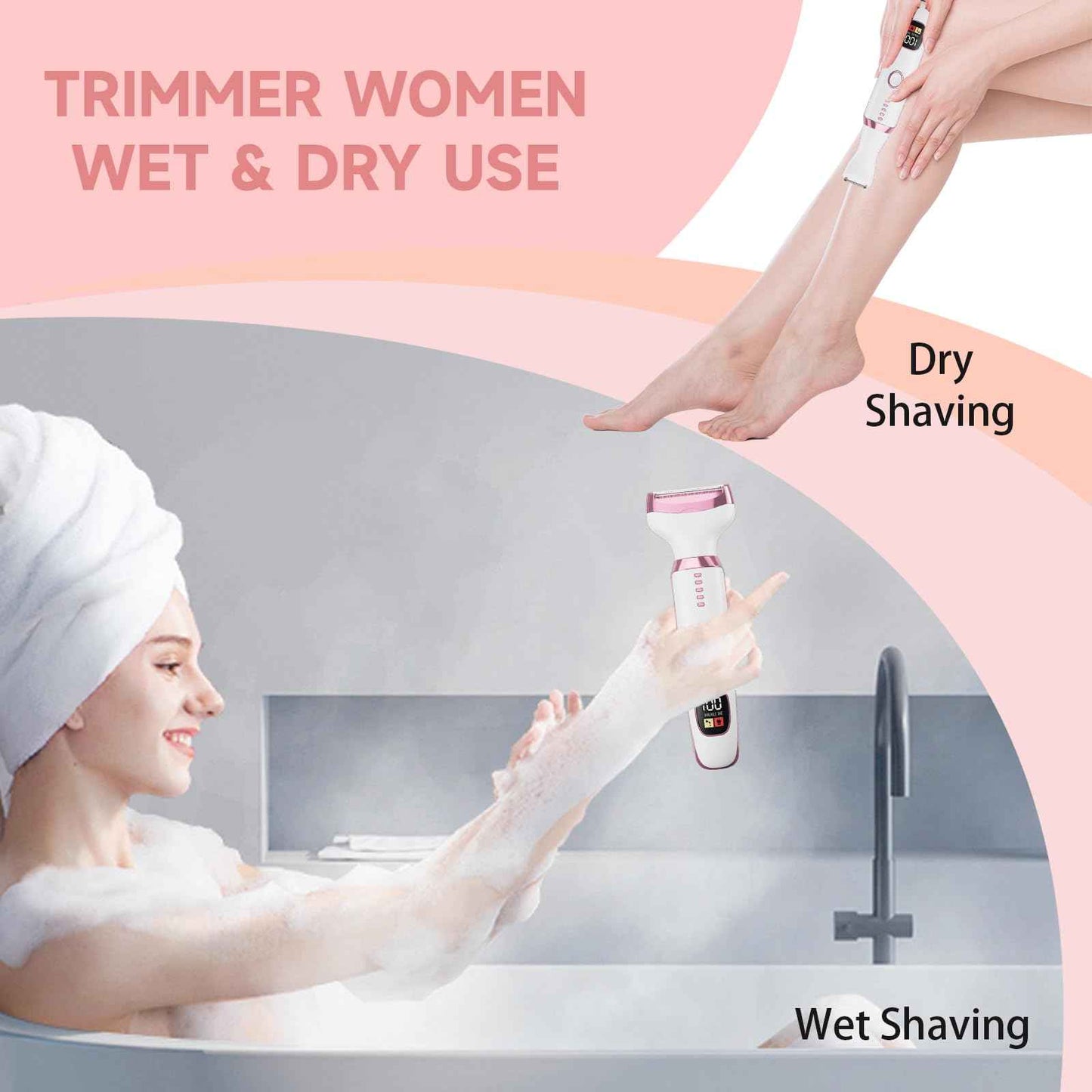 Electric Razor Shavers for Women 5 in 1 Electric Shaver for Women,Cordless Replaceable Facial Eyebrow Razors & Nose Hair Trimmer, Wet Dry Bikini Trimmer Pubic Hair Removal Gifts for Womens 3028A White