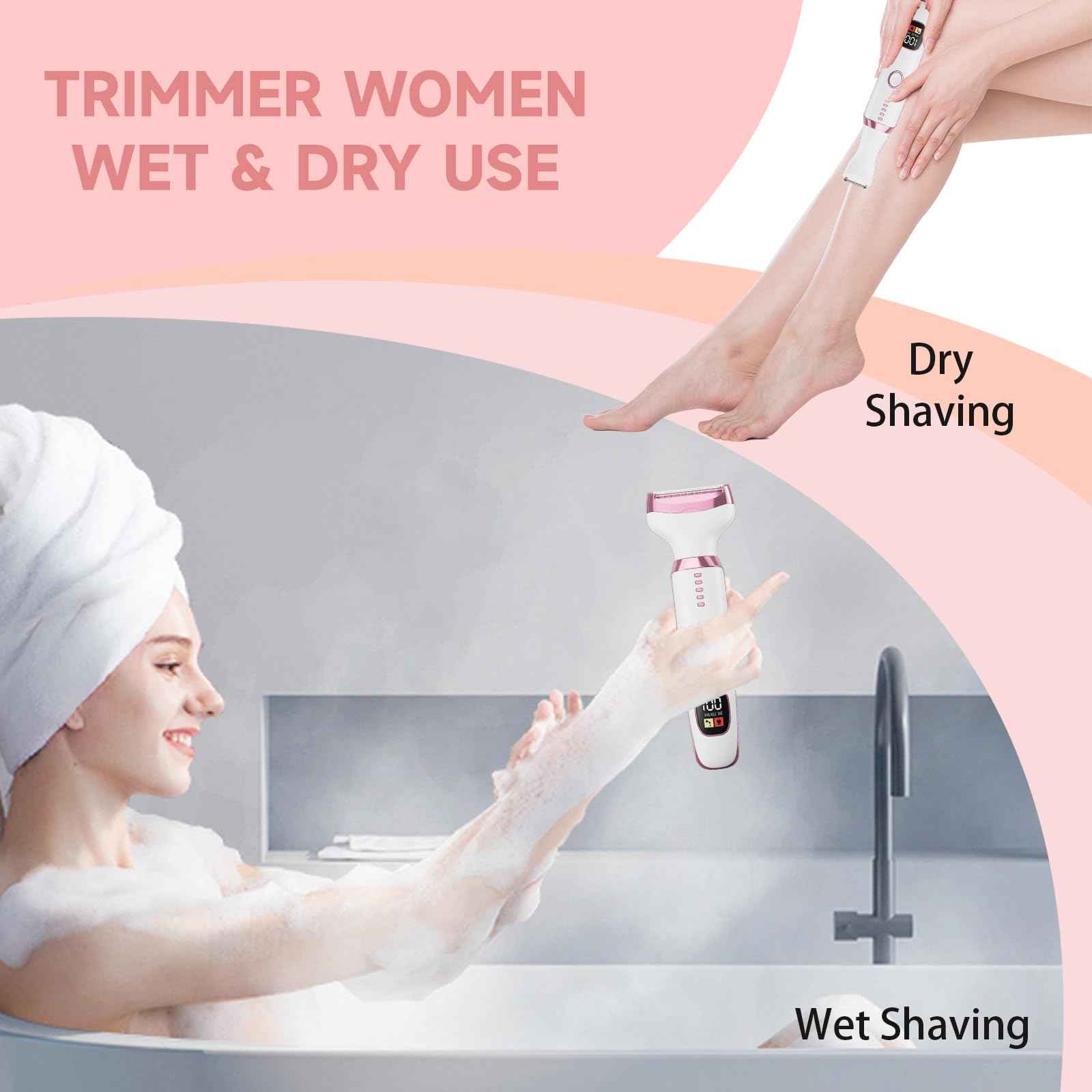 Electric Razor Shavers for Women 5 in 1 Electric Shaver for Women,Cordless Replaceable Facial Eyebrow Razors & Nose Hair Trimmer, Wet Dry Bikini Trimmer Pubic Hair Removal Gifts for Womens 3028A White