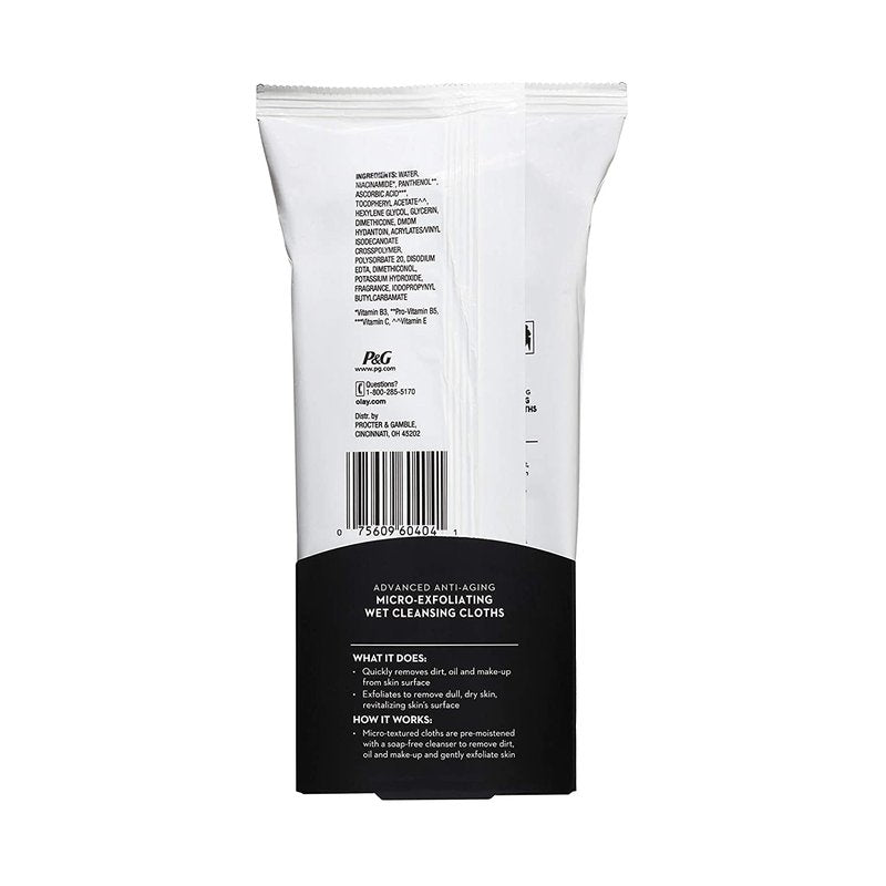 Olay Regenerist Micro-Exfoliating Wet Cleansing Cloths 30 Count (Pack of 2)