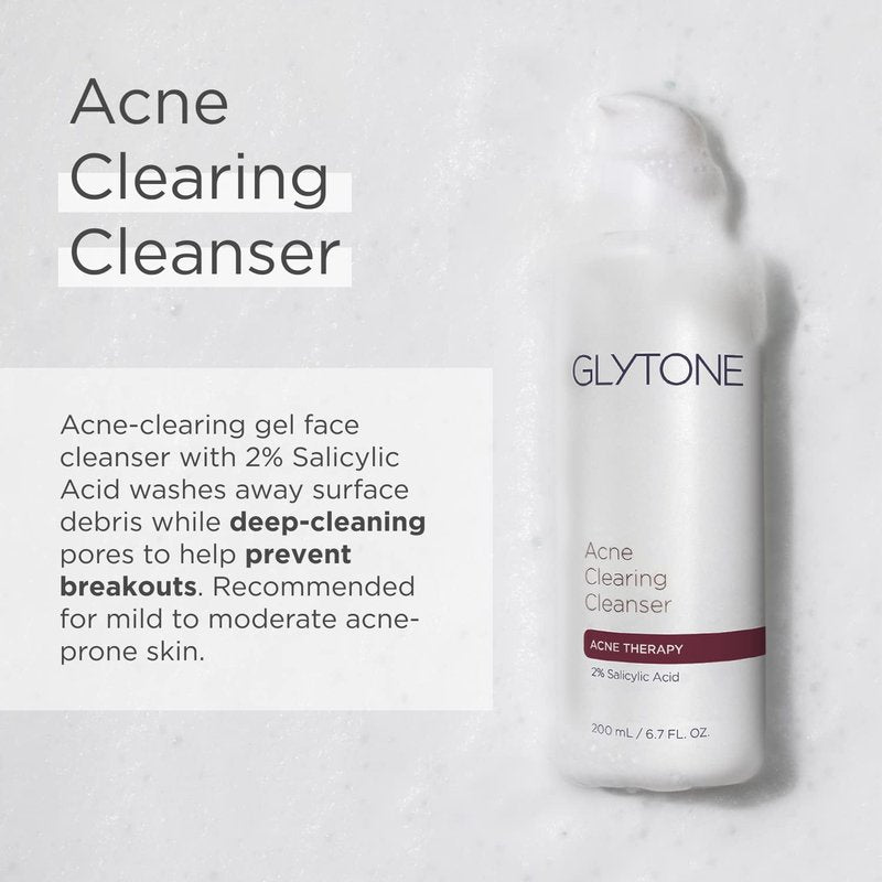 Glytone Acne Clearing Cleanser - 2% Salicylic Acid Face Wash for Oily Skin | 6.7 fl oz