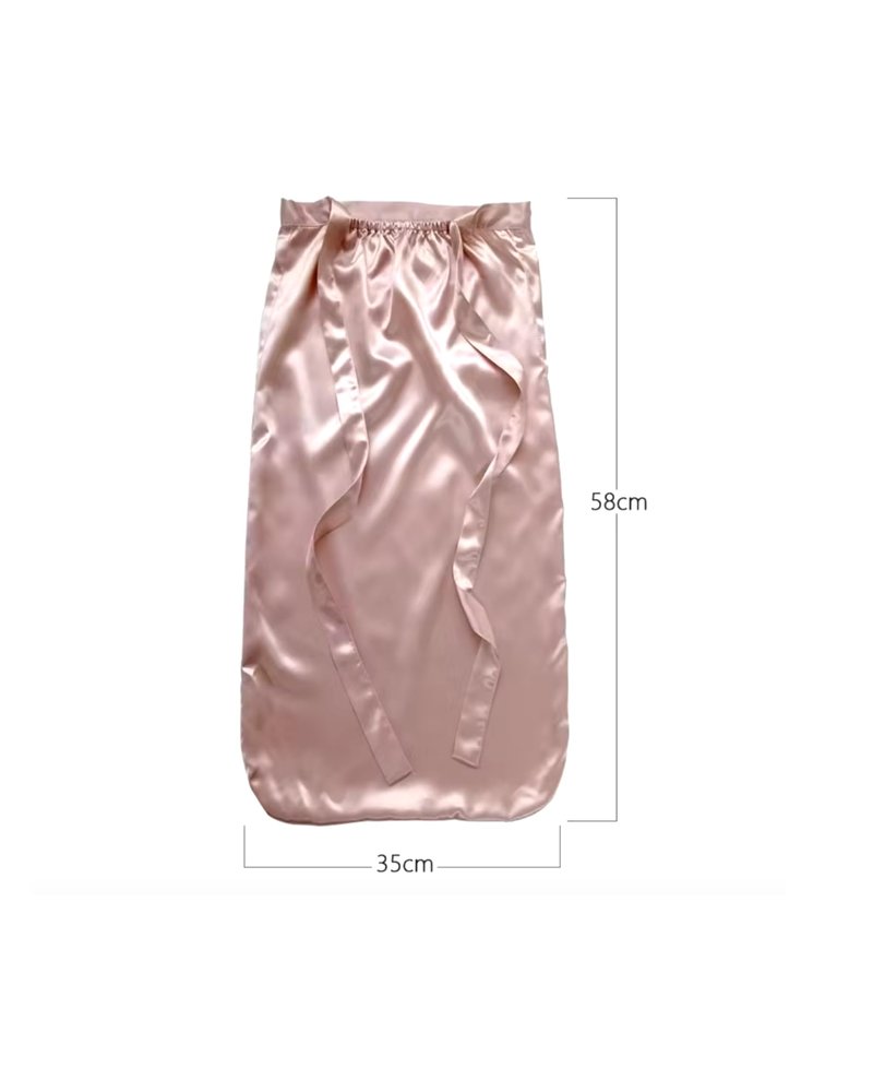 100% Mulberry Silk Bonnet 19 Momme - Long Sleeping Cap, Tie Band for Braids & Curly Hair - Silk Hair Wrap for Women Night Cap Light Pink