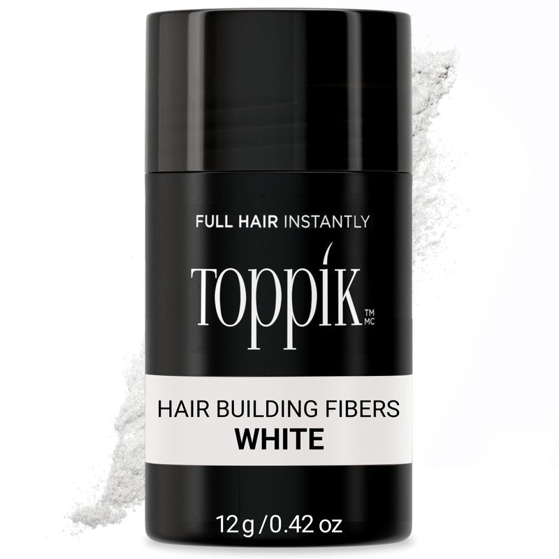 Toppik Hair Building Fibers, White, 0.11 oz Fill In Fine or Thinning Hair, Instantly Thicker, Fuller Looking, 9 Shades for Men & Women, Keratin Protein Formula
