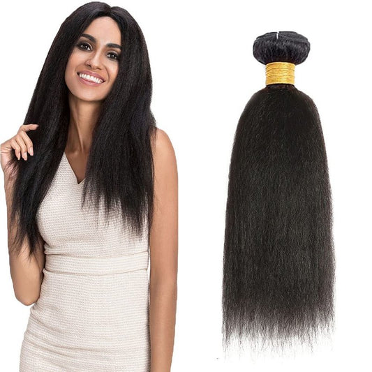 1B Kinky Straight Bundles Human Hair 30 Inch Natural Black Yaki Straight Bundle Human Hair Extensions Unprocessed Virgin Remy Hair 1 Bundle 50 Gram Per Bundle For Women