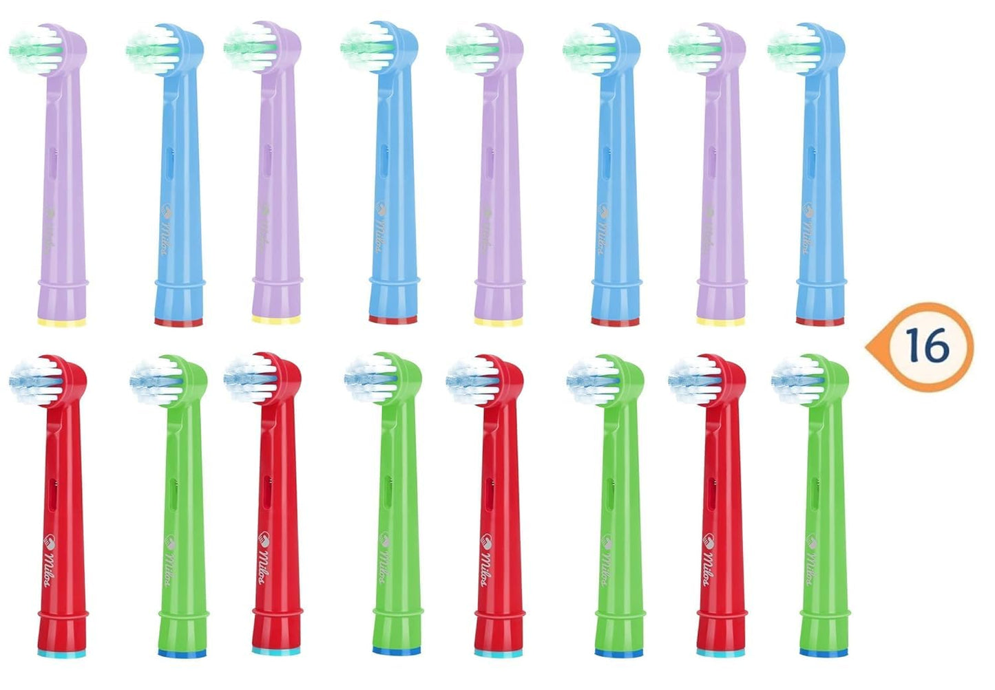 Replacement Toothbrush Heads Kids Compatible with Oral B - 16 Pack Milos Toothbrush Heads Extra Soft Bristles for Electric Braun Brush Heads Refill for Vitality Precision Sensitive and Clean Triumph