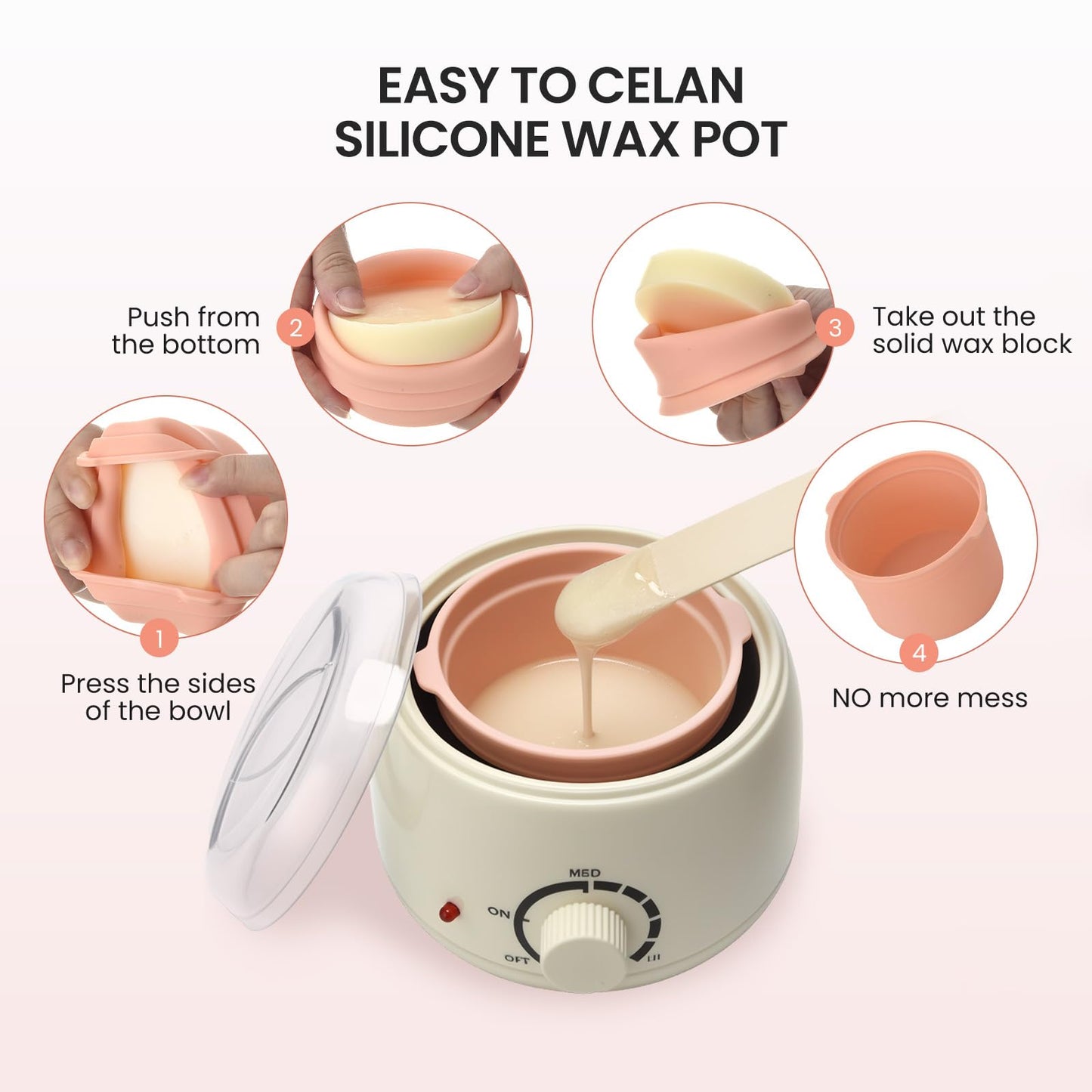 AUZEAL 250ml Mini Waxing Kit for Women, Hard Wax Kit for Hair Removal, Waxing Kit for Bikini, Underarms, Eyebrows, Face, Compact for Teen Girls or Students Starters, Sensitive Skin, Dorms & Home Use