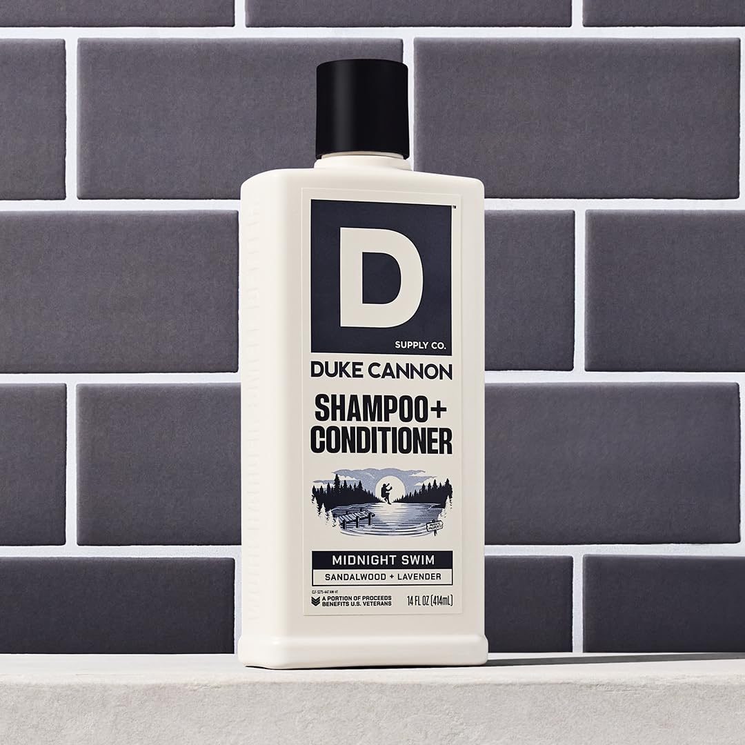 Duke Cannon Supply Co. 2-in-1 Hair Wash - Masculine Scent - Gentle Cleansing Hair Wash For Men - Stimulating Hair Shampoo & Conditioner - Strengthens Hair - Naval Diplomacy - 2 Pack (14 oz)