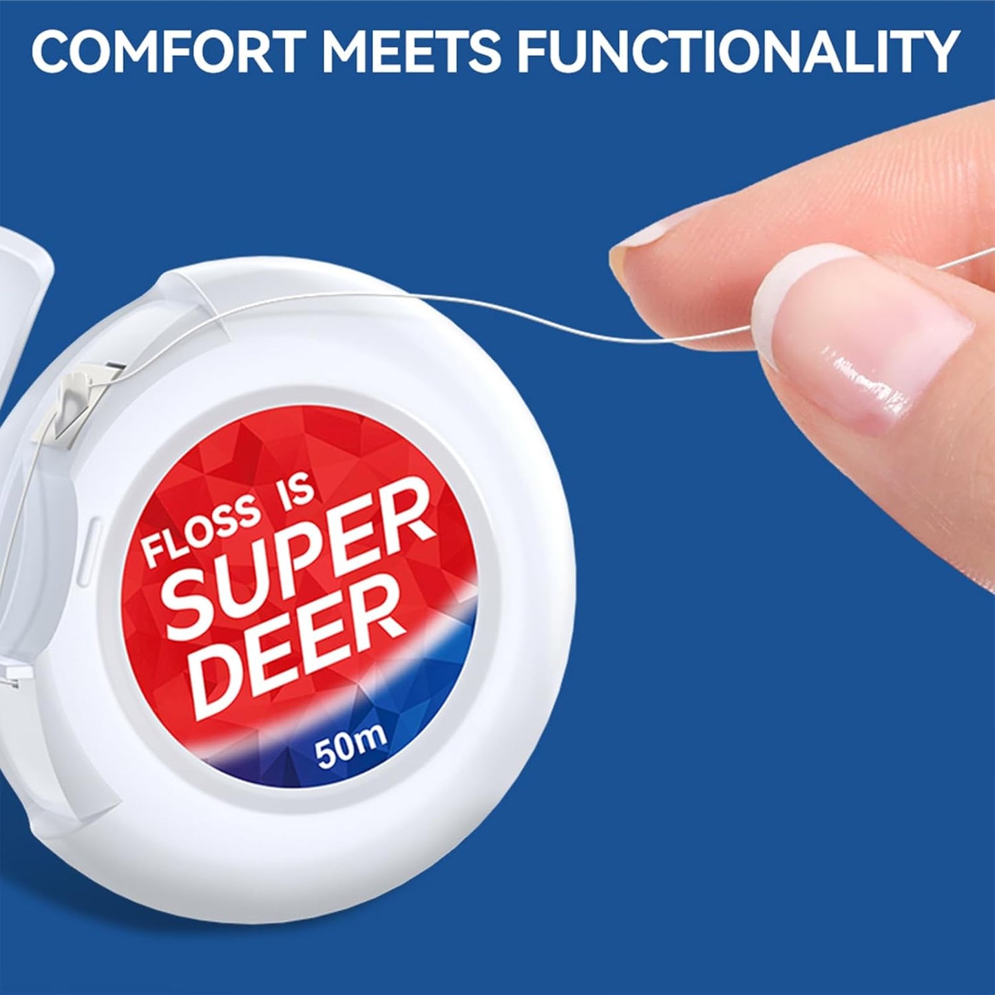 Waxed Dental Floss - Shred Resistant Plaque Remover for Deep Cleaning Teeth | 55 Yd, Easy to Use