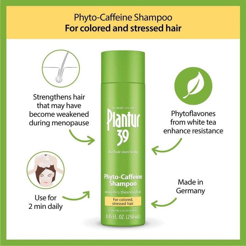 Plantur 39 Phyto-Caffeine Shampoo for Colored, Stressed Hair, 8.45 fl oz