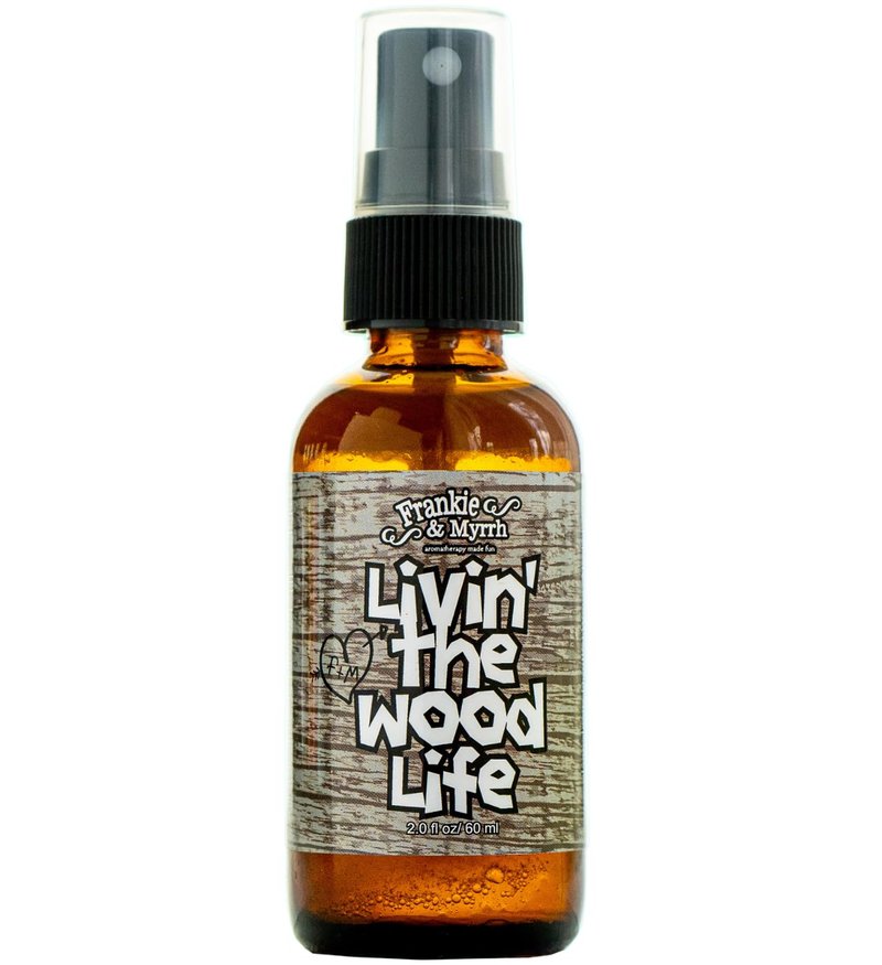 Frankie & Myrrh Livin' The Wood Life Aromatherapy Spray - Patchouli, Vanilla, Sandalwood, Cedar. Relaxation and Meditation Essential Oil Freshwater Mist. 100% Pure Oils.