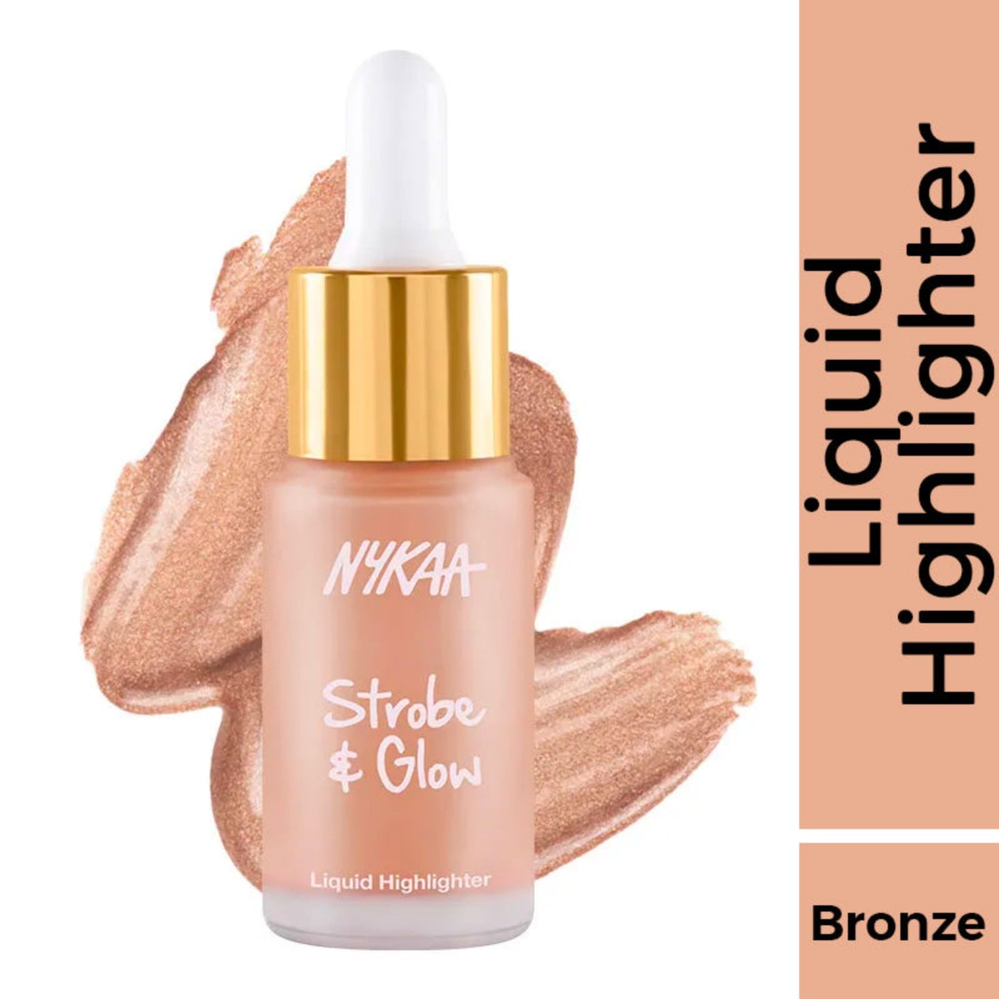 Nykaa Cosmetics Strobe and Glow Liquid Highlighter, Glazed Bronze, 0.67 oz - Highly Pigmented Glow Drops - Makeup Enriched with Gilded Pearls