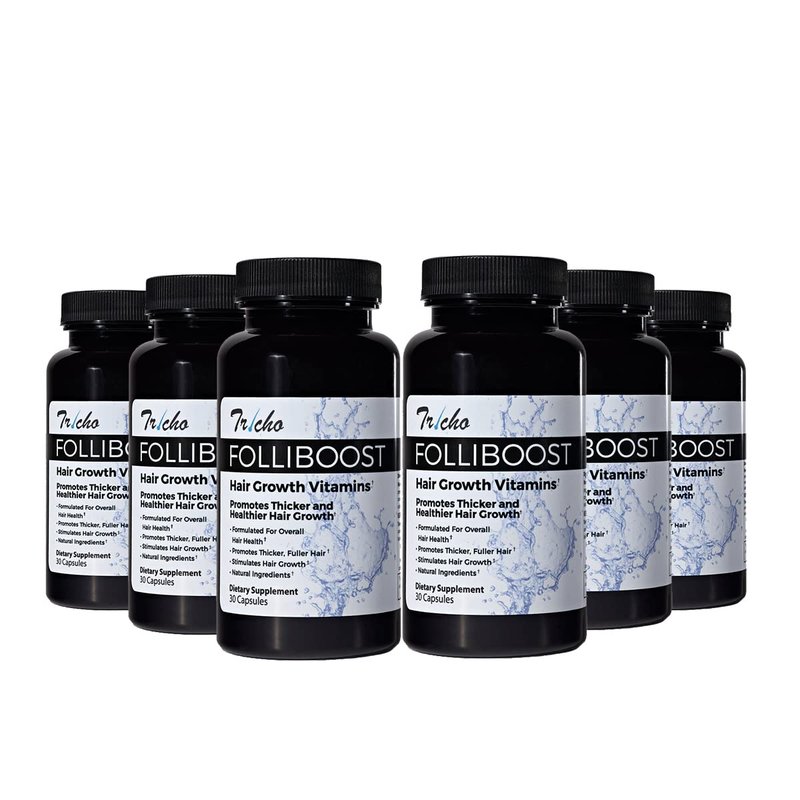 Folliboost Tricho Hair Growth Vitamins - Biotin, Vitamin C, Zinc & Vitamin B12 - Hair Care Capsules for Thicker, Fuller & Healthier Hair - 1 Pack