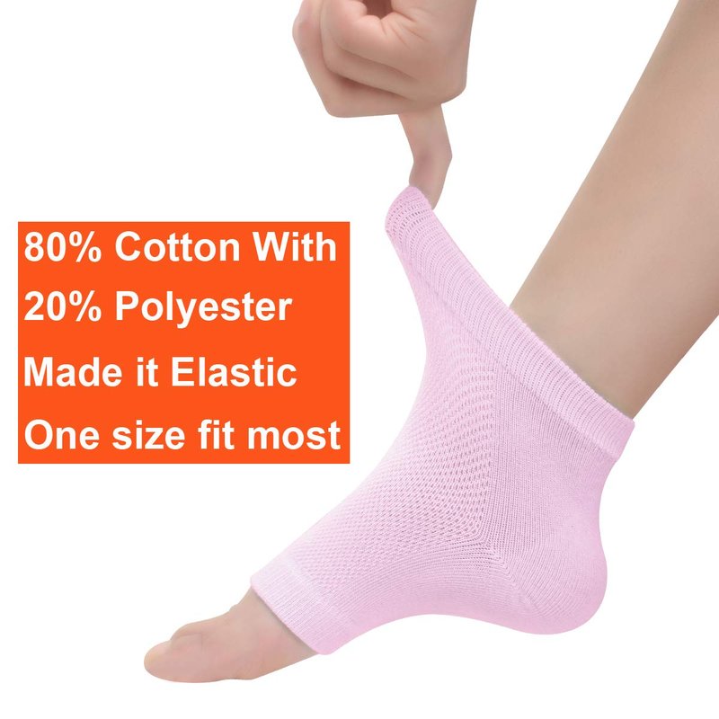 Vented Moisturizing Gel Heel Socks, 3 Pairs Toeless Spa Sock for Foot Care Treatment, Cracked Heels, Dry Feet, Foot Calluses (Gray, Green, Pink)