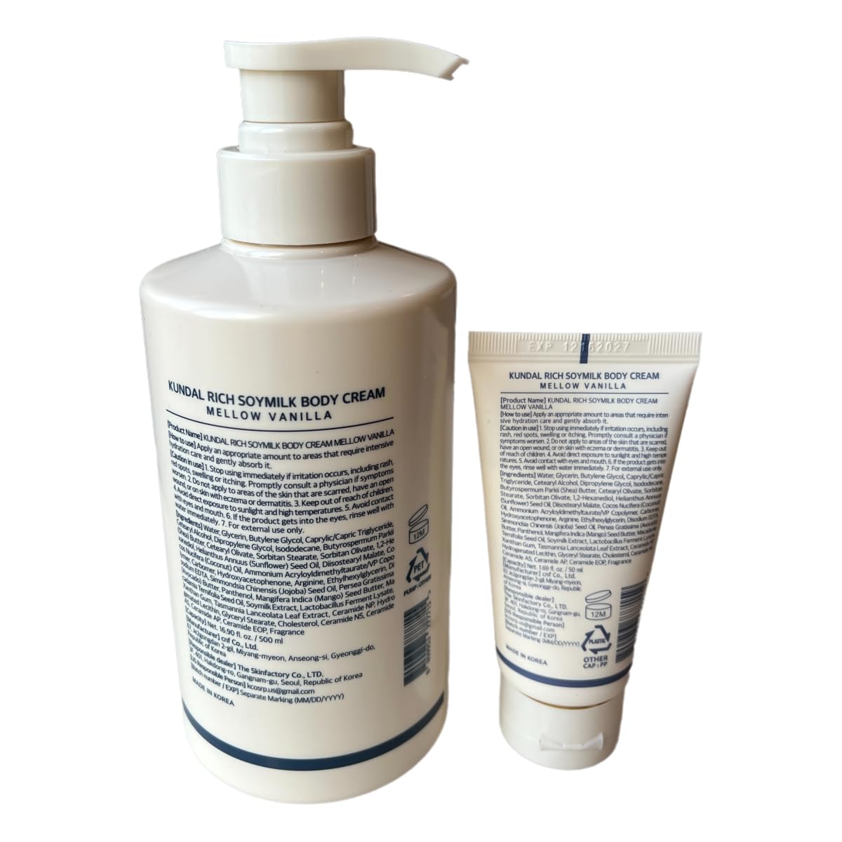 Mellow Vanilla Rich Soymilk Body Cream, Body Moisturizing & Skin Barrier Enhancing 16.9 FL OZ+1.69 FL OZ (550ml)