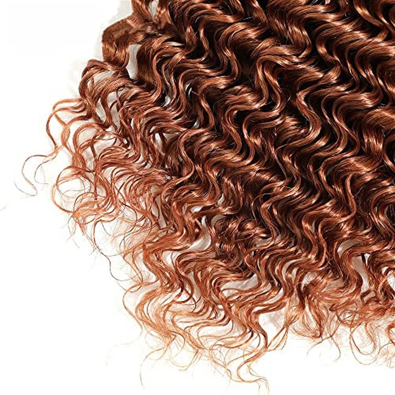 Color #30 Brown Bundles Human Hair Deep Wave 3 Bundles 28 28 28 Inch Unprocessed Brazilian Virgin Remy Light Brown Deep Wave Bundle Human Hair Extensions