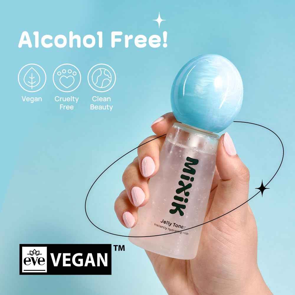 MIXIK Jelly Toner Spray for Face - Skincare Mist, Alcohol-Free Facial Toner for Hydrating, Made of Rose Water, Avocado Oil, Blue Agave Extract (80 ml (2.7 fl oz) Full Size)