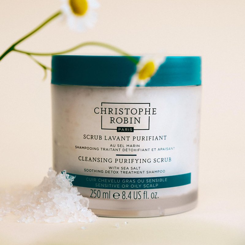 Christophe Robin Purifying Scalp Scrub with Sea Salt – Deep-Cleansing Detox Treatment for Oily Roots & Sensitive Scalps, Removes Build-Up & Soothes Irritation – 250ml