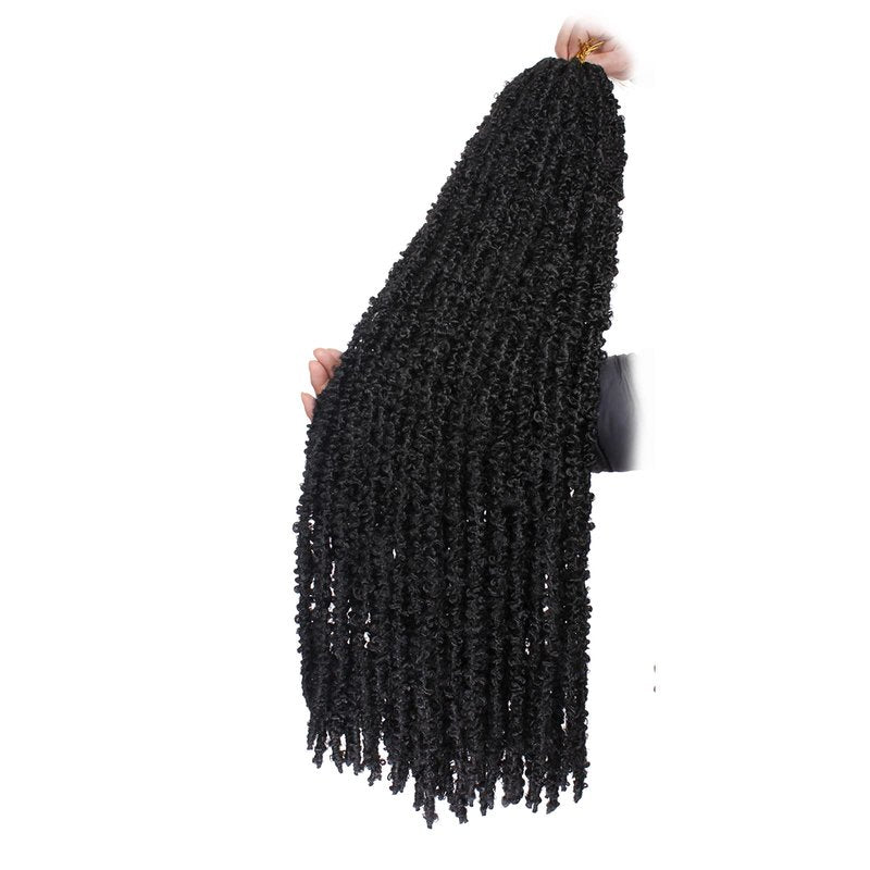 ZRQ 36 Inch Long Butterfly Locs Crochet Hair 6 Packs Pre-looped Black Distressed Locs Goddess Soft Locs Crochet Braids Synthetic Boho Locs Hair Extensions For Women 1B#