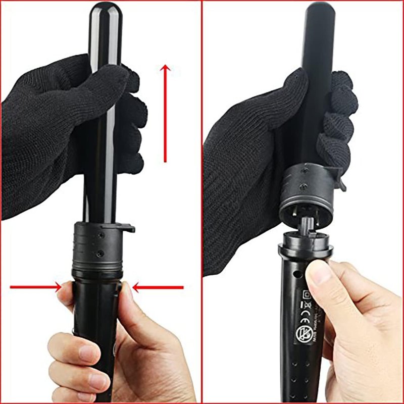 Tourmaline 3-in-1 Curling Wand Set | Interchangeable Ceramic Barrels & Heat Resistant Glove - Black