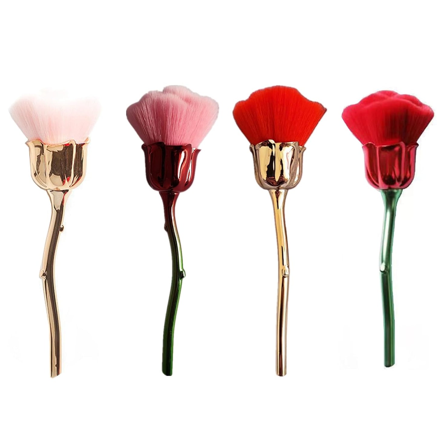 Rose Nail Art Powder Dust Removal Brush Set - 4 Soft Cleaning Brushes for Nail Salon & Home | Mixed Colors
