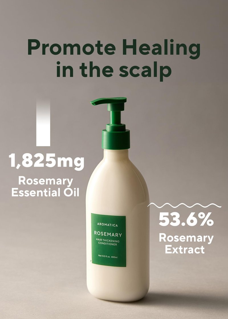AROMATICA Rosemary Hair Thickening Conditioner, Vegan Hair Conditioner for Damaged Hair and Dry Hair - Moisturizing Conditioner, Silicone-Free (13.53oz/400ml)