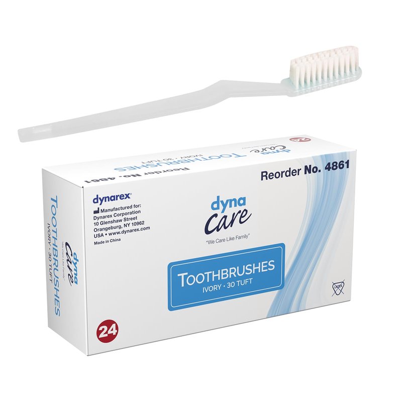Dynarex Toothbrushes, Adult 30 Tuft,144 Count