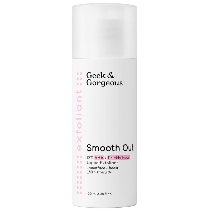 Geek & Gorgeous – Smooth Out – 12% AHA Exfoliating Liquid with Glycolic & Lactic Acid – For Smoother, Refined-Looking Skin – With Nopal Cactus Extract – 3.38 oz