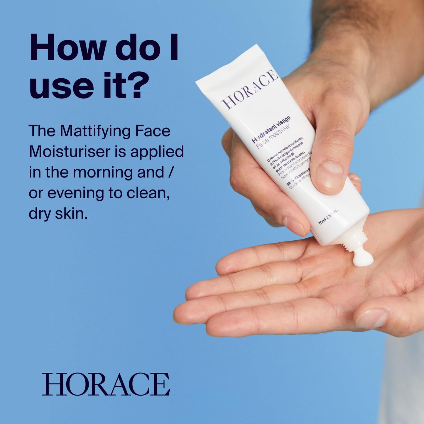 Mattifying Face Moisturizer for Men | 96.6% Natural Ingredients, No Silicones or Mineral Oils – Unscented, 75 ml