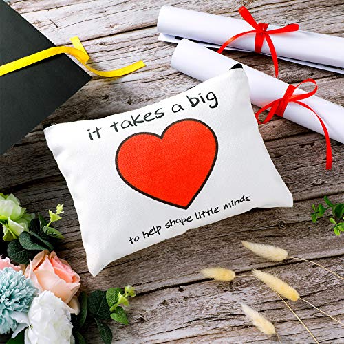 Weewooday 4 Pieces Teacher Gifts Makeup Bags Teacher Appreciation Gifts for Women Thank You Cosmetic Bag Graduation Birthday Christmas Cosmetic Bag Heart Pattern Cotton Pouch Case