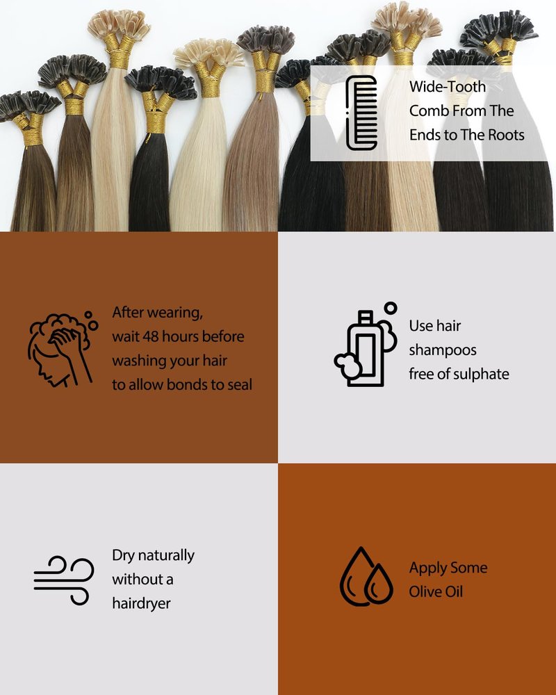 U Tip Hair Extensions - Human Hair Balayage Dark Brown & Caramel Blonde - 14 Inch, 40g, Keratin Fusion #4/27/4