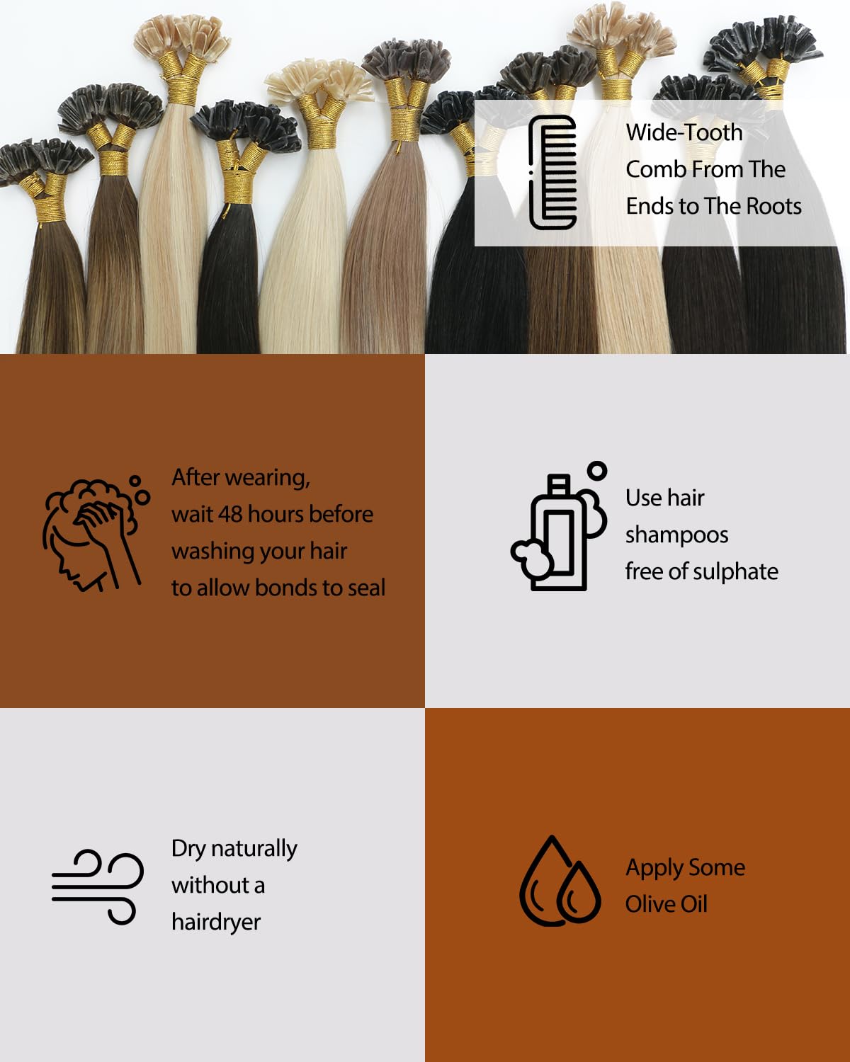 U Tip Hair Extensions - Real Human Hair, Darkest Brown, 14 Inch | Keratin Fusion, 40g, Natural Straight