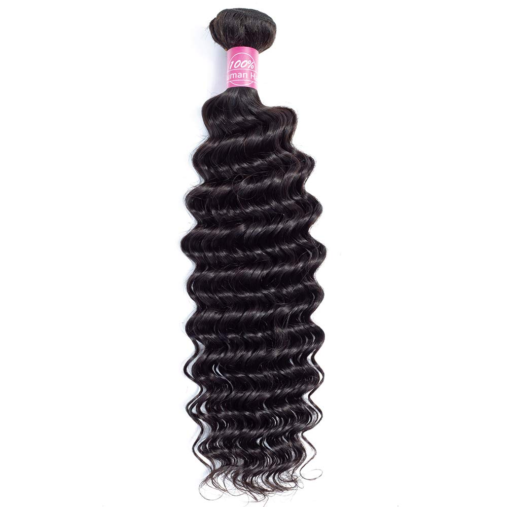 FQ Deep Wave Human Hair 1 Bundle 20 inch Brazilian Deep Water Curly Weave Hair Bundles Unprocessed Virgin Deep Wave 100g Natural Color