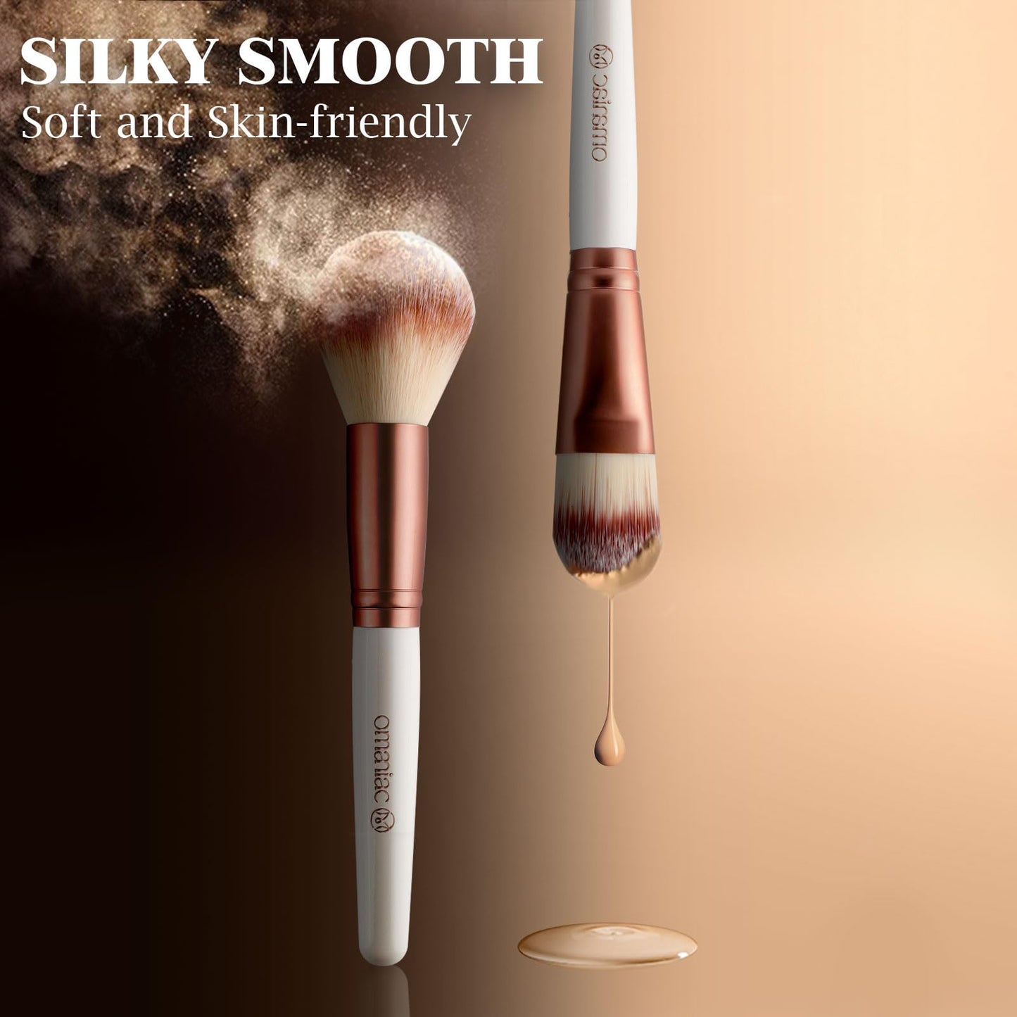 OMANIAC 20Pcs Makeup Brush Set Professional - Premium Synthetic Foundation Eyeshadow Blending Face Powder Brushes with Travel Case - Cruelty-Free Beauty Gift Kit for Beginners & Women (White)