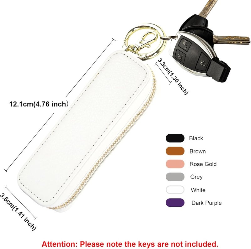 Leather Lipstick Case Holder - Zipper Lip Balm & Gloss Pouch for Purse | Makeup Travel Organizer (White)