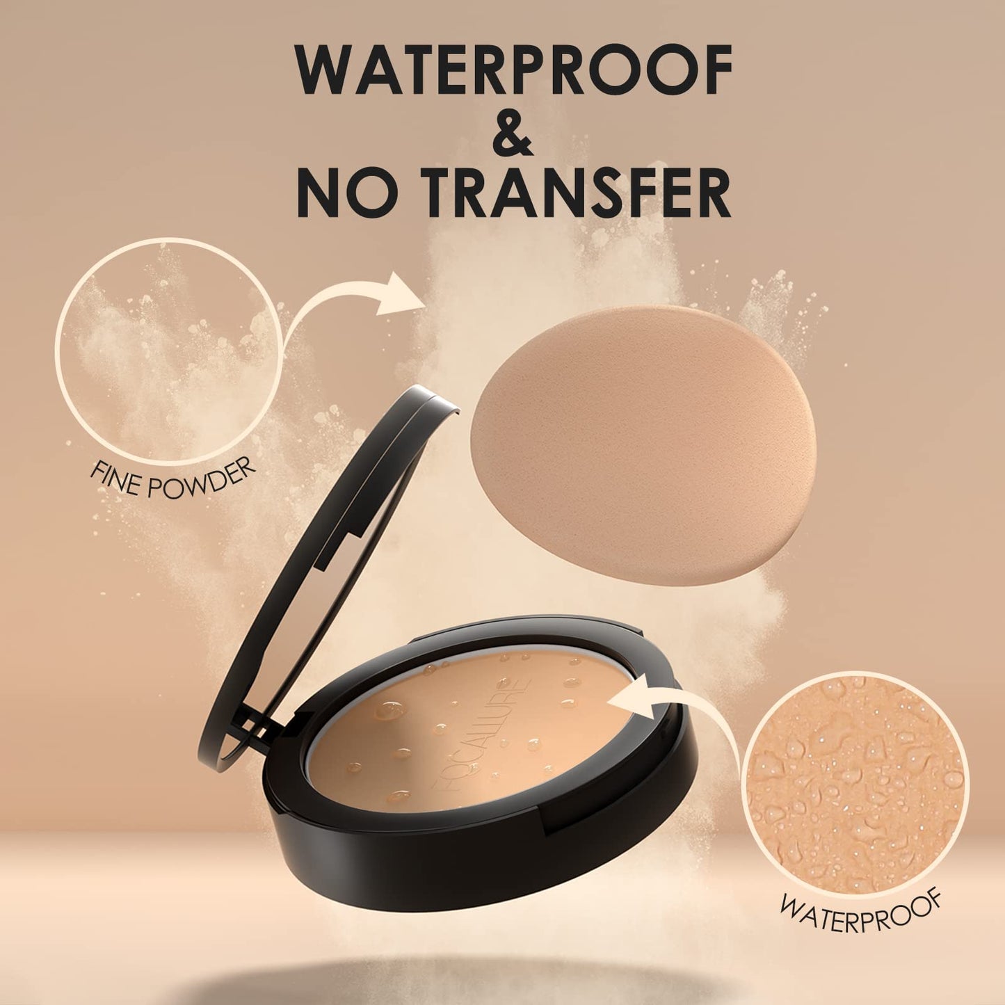 FOCALLURE Flawless Pressed Powder, Control Shine & Smooth Complexion, Pressed Setting Powder Foundation Makeup, Portable Face Powder Compact, Long-Lasting Matte Finish, Nude