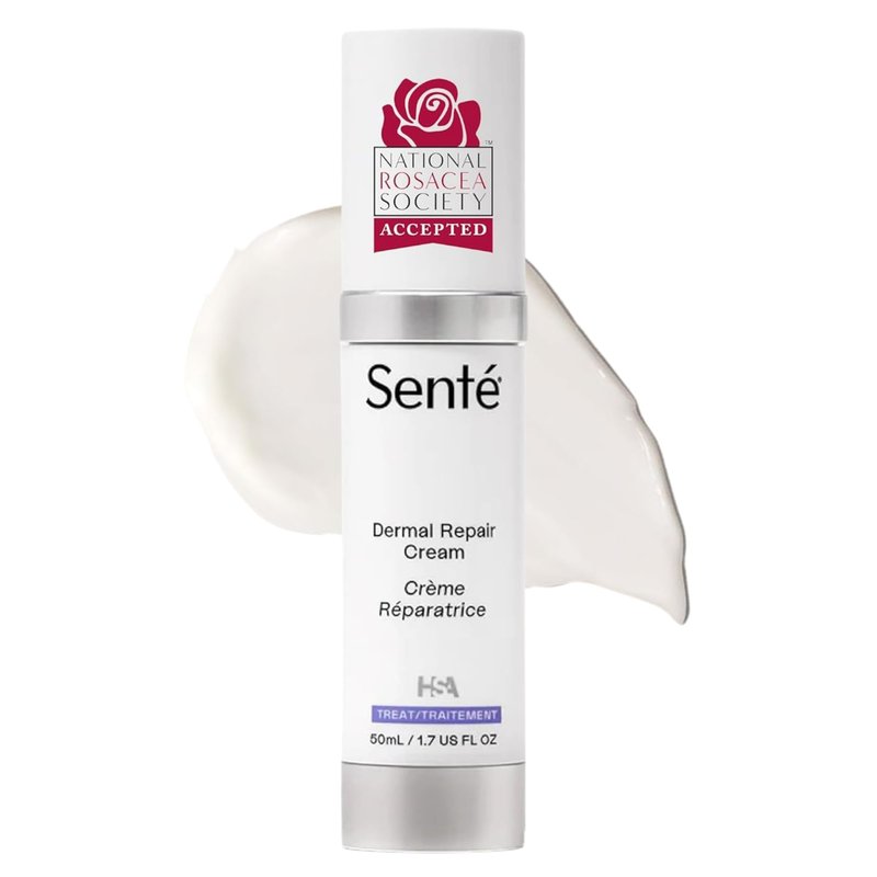 Senté Dermal Repair Facial Cream | Nourishing for Rosacea, Sensitive Skin, & Post-Procedure | Hydrate & Soothe| with Patented HSA, Vitamin E & Green Tea Extract | 1.7 Fl Oz