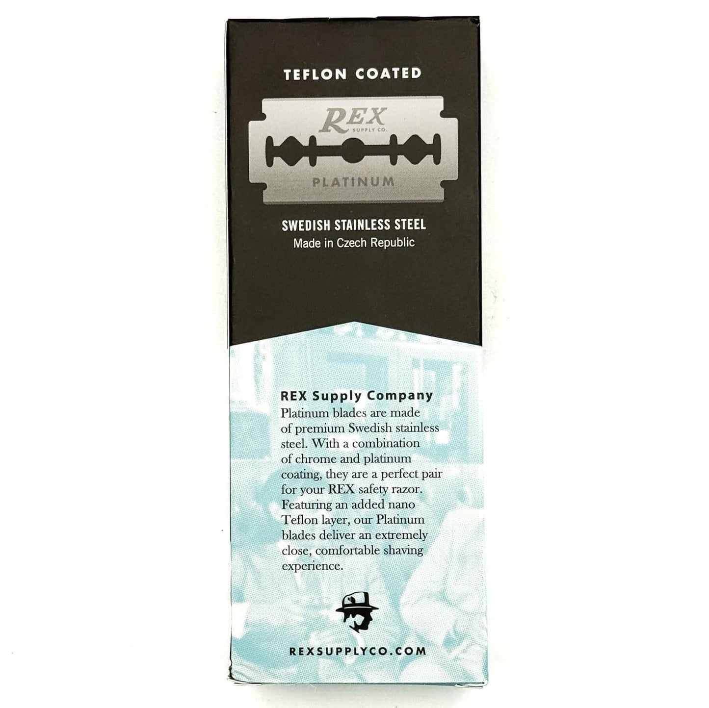 Rex Supply Co., 100 Double Edge Safety Razor Blades, Platinum Coated, Made in the Czech Republic