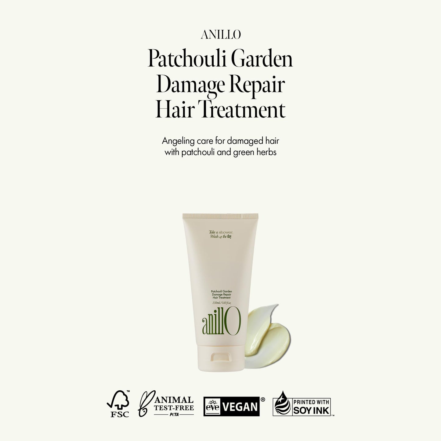 ANILLO Patchouli Garden Damage Repair Hair Treatment – Korean Hair Mask for Damaged Hair w/Patchouli Leaf Water, Protein Complex & Amino Acids – Vegan Hair Treatment Conditioner (5.07 fl oz)