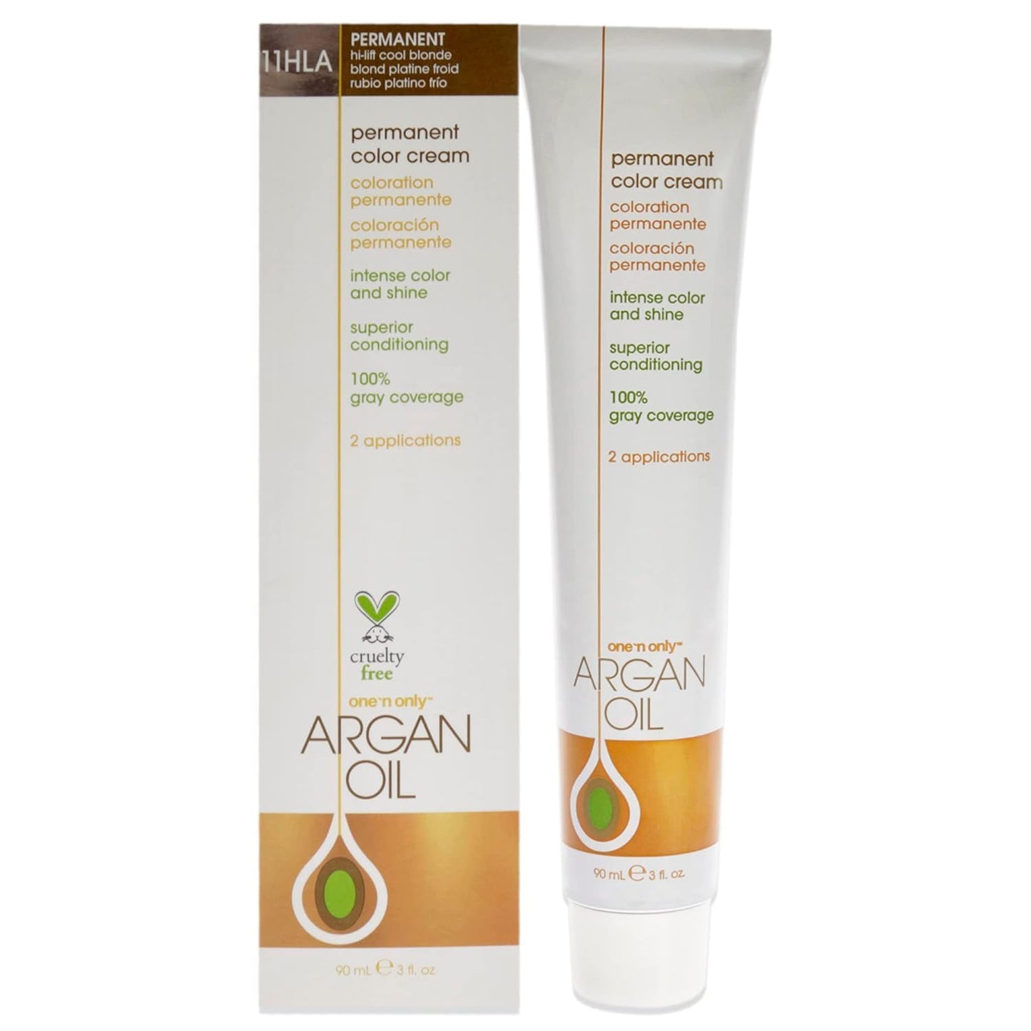 One N' Only Permanent Hair Color - Permanent Hair Dye Made with Argan Oil - Delivers Rich, Accurate Tones with Gray Coverage - Improves Moisture & Elasticity - 11HLA Hi-Lift Cool Blonde (3 oz)