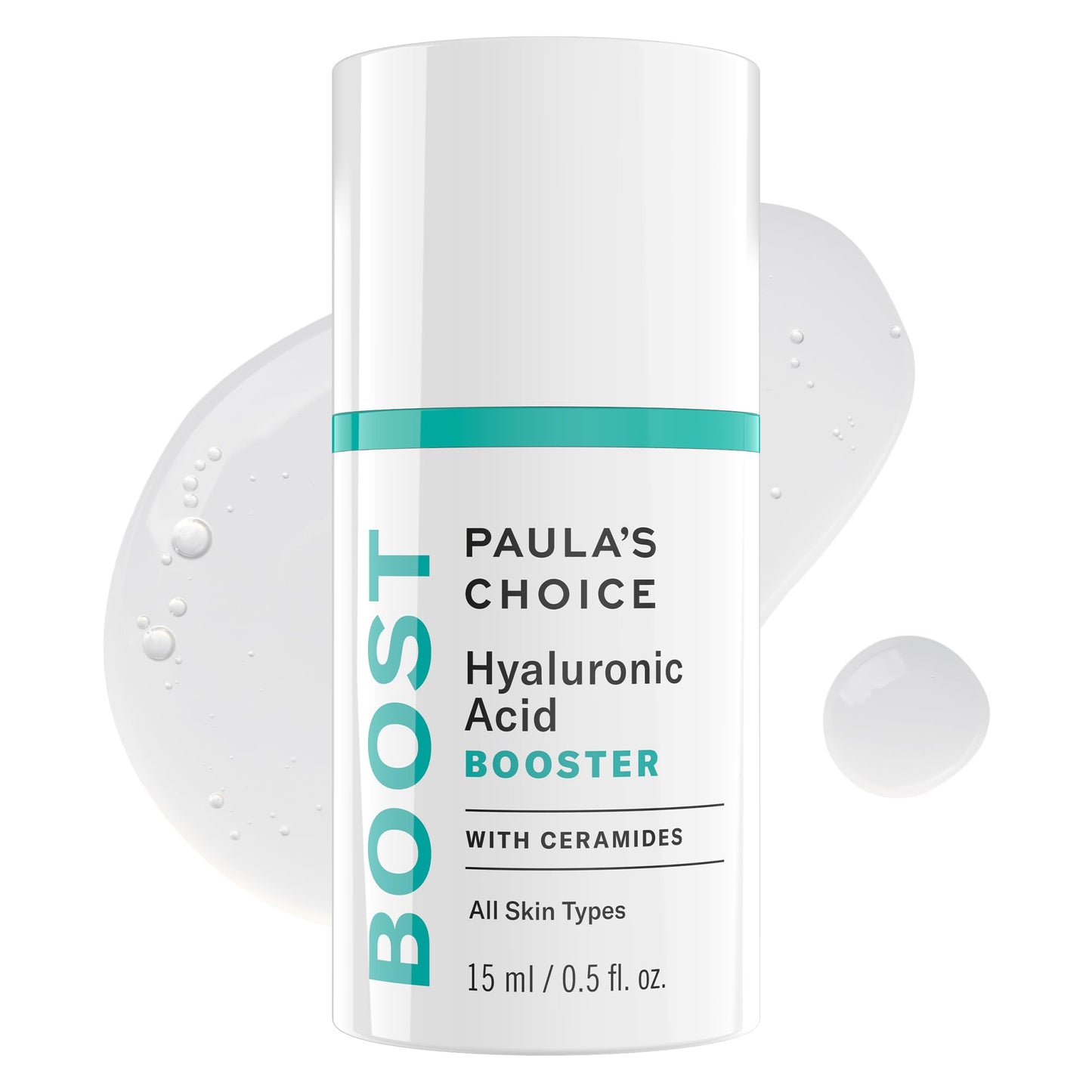 Paula's Choice BOOST Hyaluronic Acid Booster Face Serum with Ceramides, Plumps Fine Lines and Wrinkles, Hydrating Hyaluronic Acid Gel for Dry Skin, Fragrance-Free, 0.5 Fl Oz
