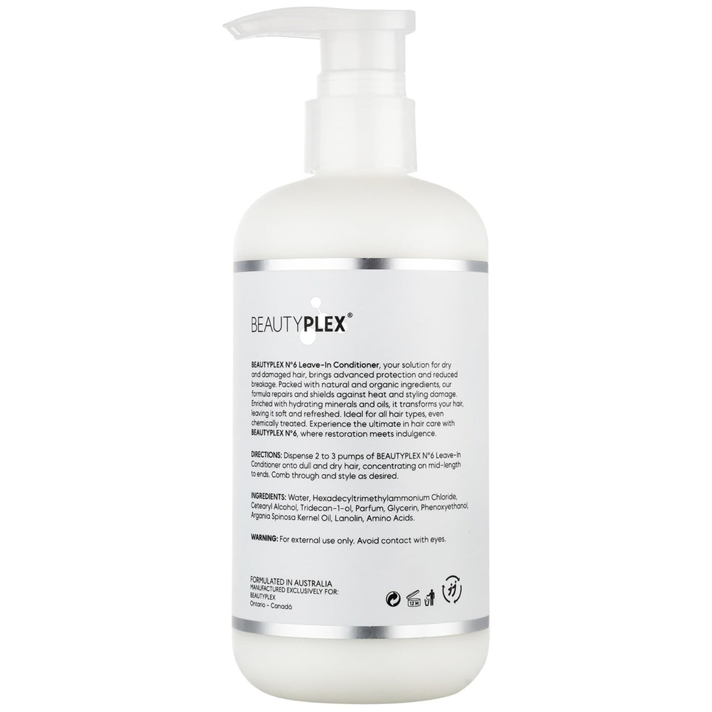 BEAUTY PLEX Leave in conditioner Professional Bond Repair Heat Protectant for Hair - Strengthens, Nourishes, Moisturizes & Repairs Hair Structure Softness Frizz Control. 450ml (15.2 oz)