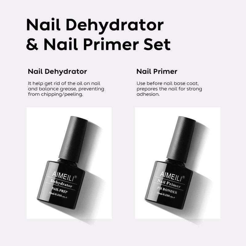 AIMEILI Nail Prep Bond Primer - Quick Dry Dehydrator & Rubber Base Gel for Nails | 15ml
