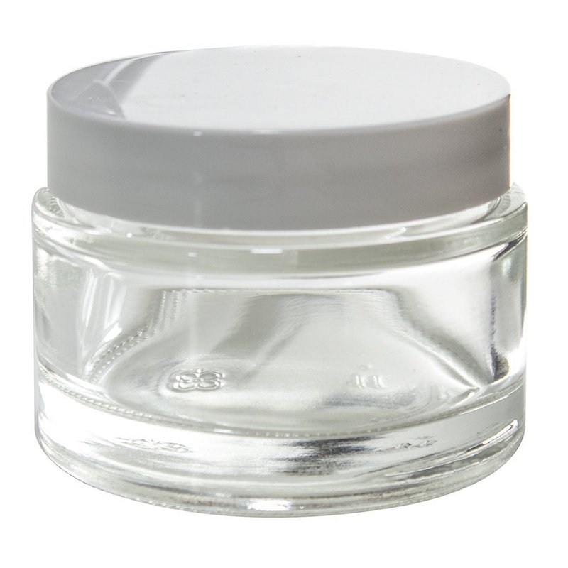 (12 pack) 2 oz Clear Glass Thick Wall Jars with White Foam Lined Smooth Lids